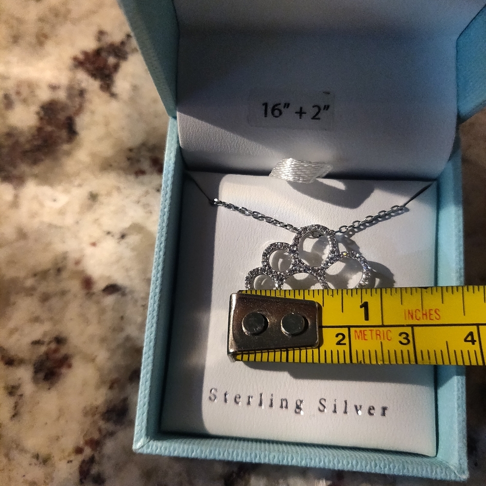 Contessa Di Capri Sterling Silver Paw Necklace - Picture 8 of 8